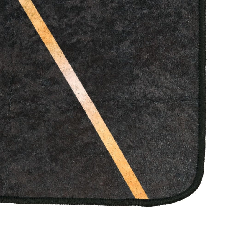 Afbeelding laden in galerijviewer, Vidaxl vloerkleed wasbaar anti-slip 160x230 cm zwart en goudkleurig