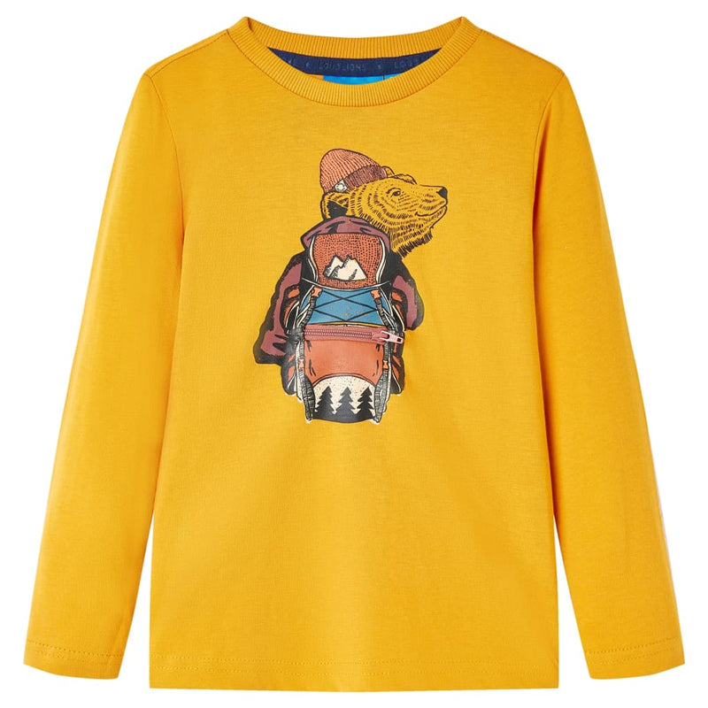 Afbeelding laden in galerijviewer, Vidaxl kindershirt met lange mouwen 128 okerkleurig