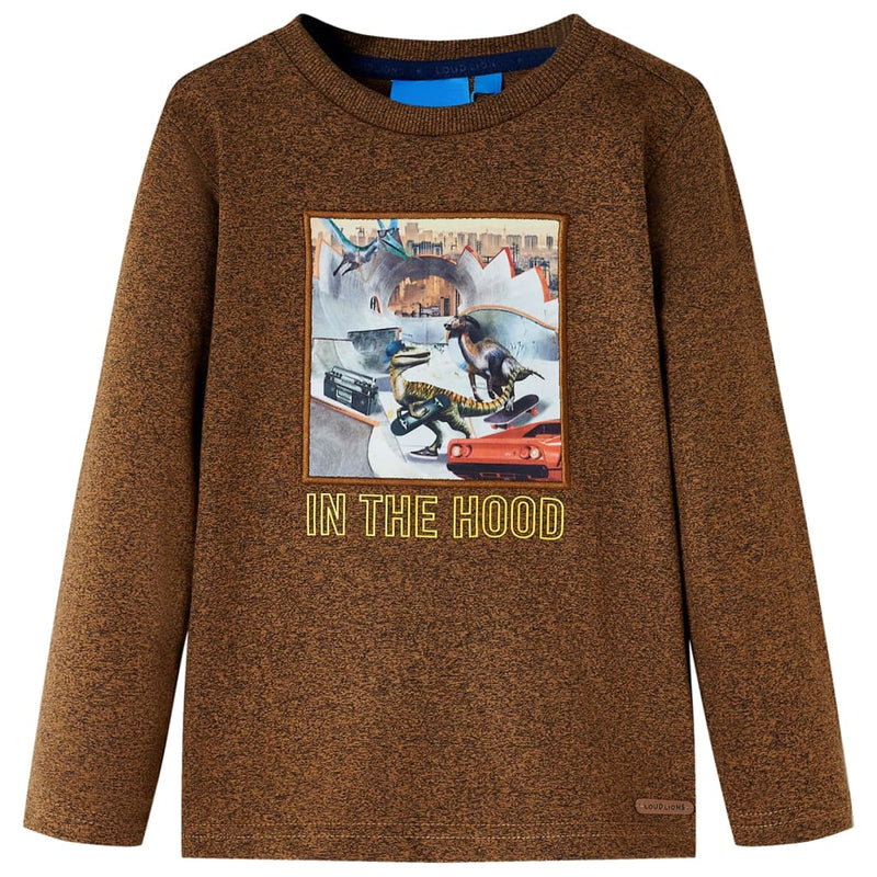 Afbeelding laden in galerijviewer, VidaXL Kindershirt met lange mouwen 128 gemêleerd cognackleur