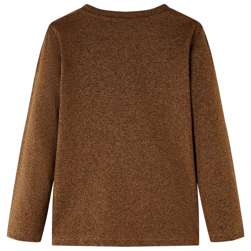 Afbeelding laden in galerijviewer, VidaXL Kindershirt met lange mouwen 128 gemêleerd cognackleur