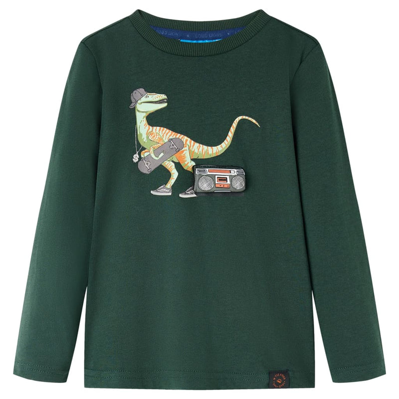 Afbeelding laden in galerijviewer, Vidaxl kindershirt met lange mouwen 92 donkergroen