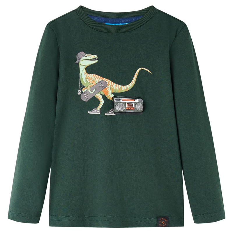 Afbeelding laden in galerijviewer, VidaXL Kindershirt met lange mouwen 128 donkergroen
