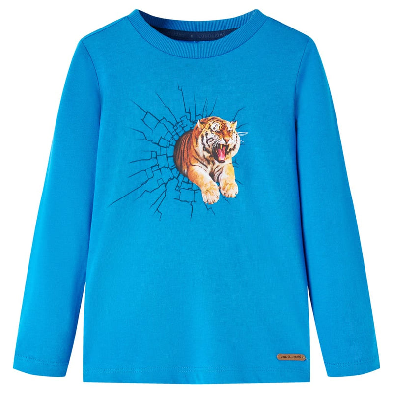Afbeelding laden in galerijviewer, VidaXL Kindershirt met lange mouwen 128 kobaltblauw