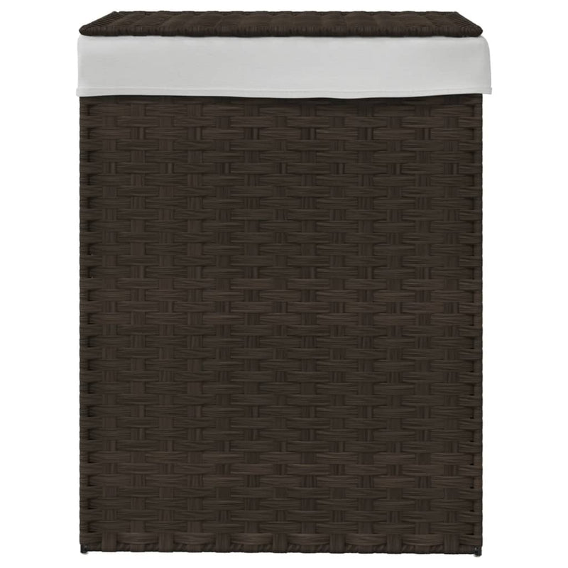 Afbeelding laden in galerijviewer, Vidaxl wasmand met deksel 46x33x60 cm poly rattan donkerbruin