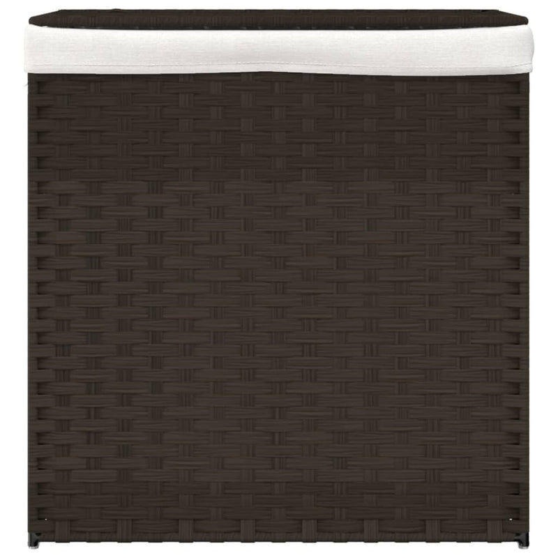 Afbeelding laden in galerijviewer, Vidaxl wasmand met 2 vakken 53x35x57 cm poly rattan donkerbruin