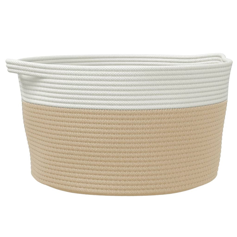 Afbeelding laden in galerijviewer, Vidaxl opbergmand ø 40x25 cm katoen beige en wit