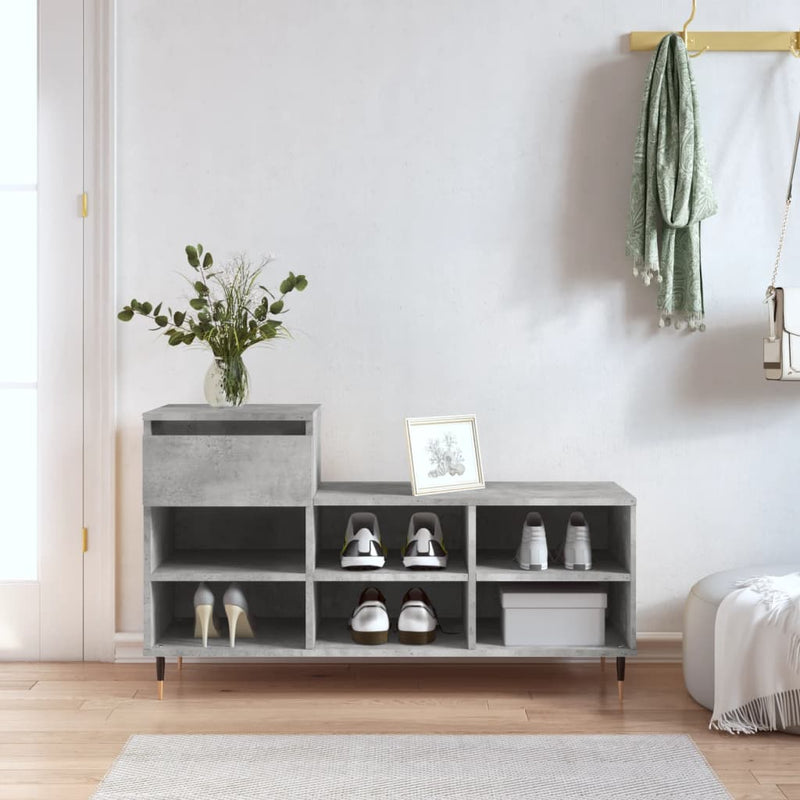 Afbeelding laden in galerijviewer, Vidaxl schoenenkast 102x36x60 cm bewerkt hout betongrijs