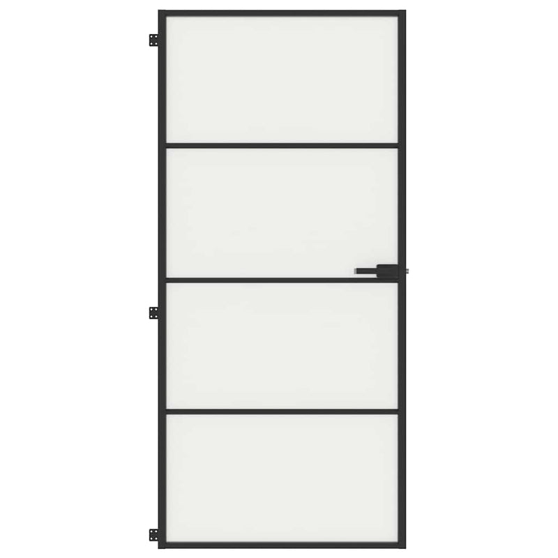 Afbeelding laden in galerijviewer, Vidaxl binnendeur smal 93x201,5 cm gehard glas en aluminium zwart