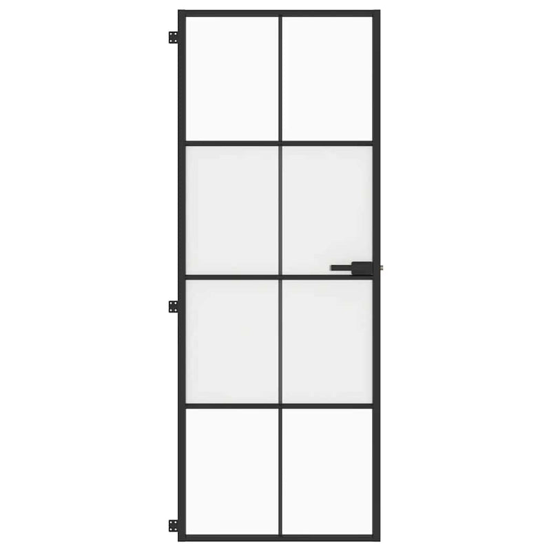 Afbeelding laden in galerijviewer, Vidaxl binnendeur smal 76x201,5 cm gehard glas en aluminium zwart