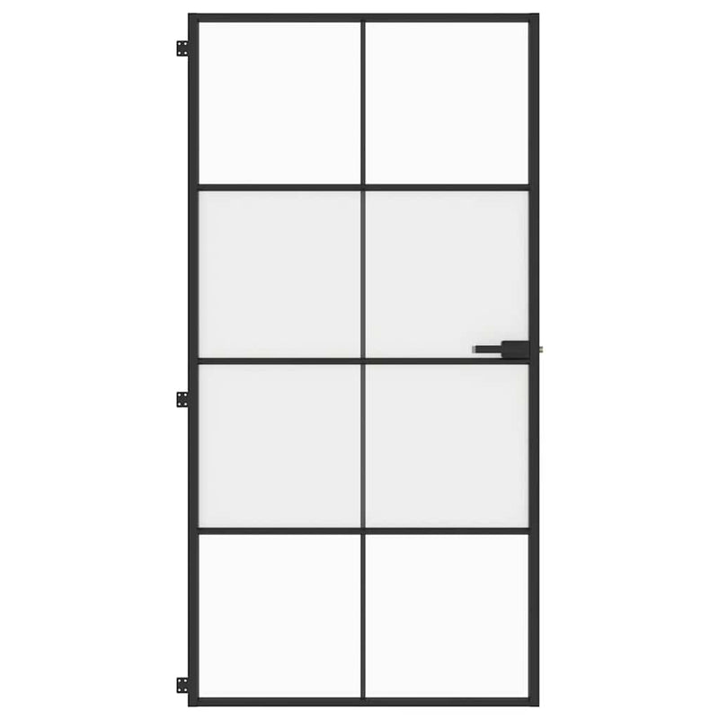 Afbeelding laden in galerijviewer, Vidaxl binnendeur smal 102,5x201,5 cm gehard glas en aluminium zwart