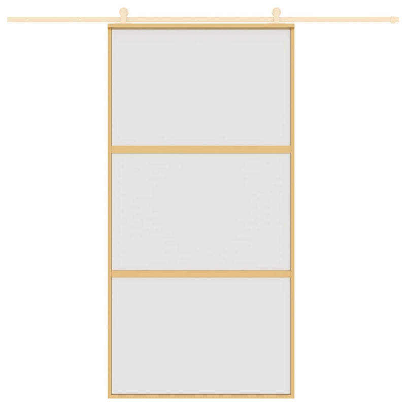 Afbeelding laden in galerijviewer, Vidaxl schuifdeur 102,5x205 cm mat esg-glas en aluminium goudkleurig