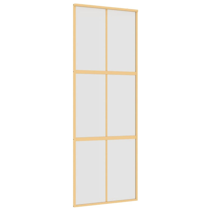 Afbeelding laden in galerijviewer, Vidaxl schuifdeur 76x205 cm mat esg-glas en aluminium goudkleurig
