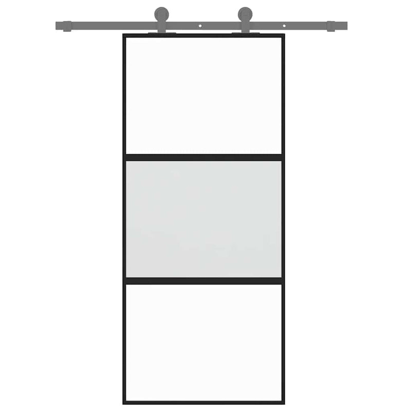 Afbeelding laden in galerijviewer, Vidaxl schuifdeur 90x205 cm gehard glas en aluminium zwart