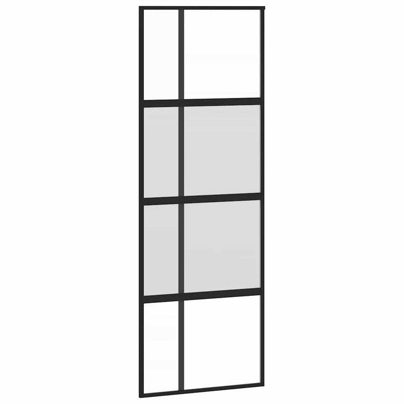 Afbeelding laden in galerijviewer, Vidaxl schuifdeur 76x205 cm gehard glas en aluminium zwart