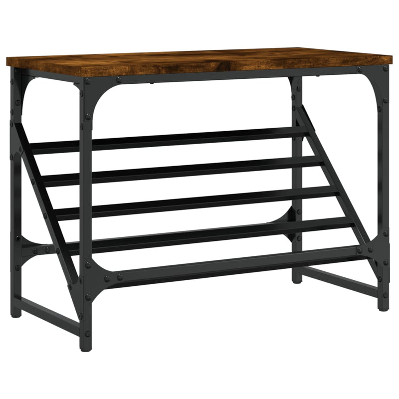Afbeelding laden in galerijviewer, Vidaxl schoenenrek 60x30x45 cm bewerkt hout gerookt eikenkleurig