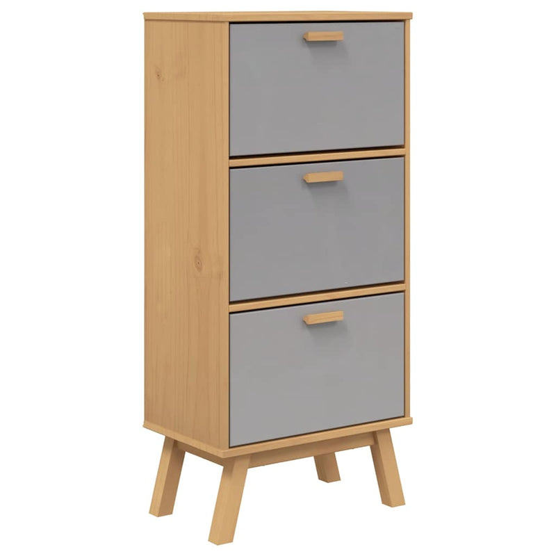Afbeelding laden in galerijviewer, Vidaxl schoenenkast olden 55x35x120 cm grenenhout grijs en bruin