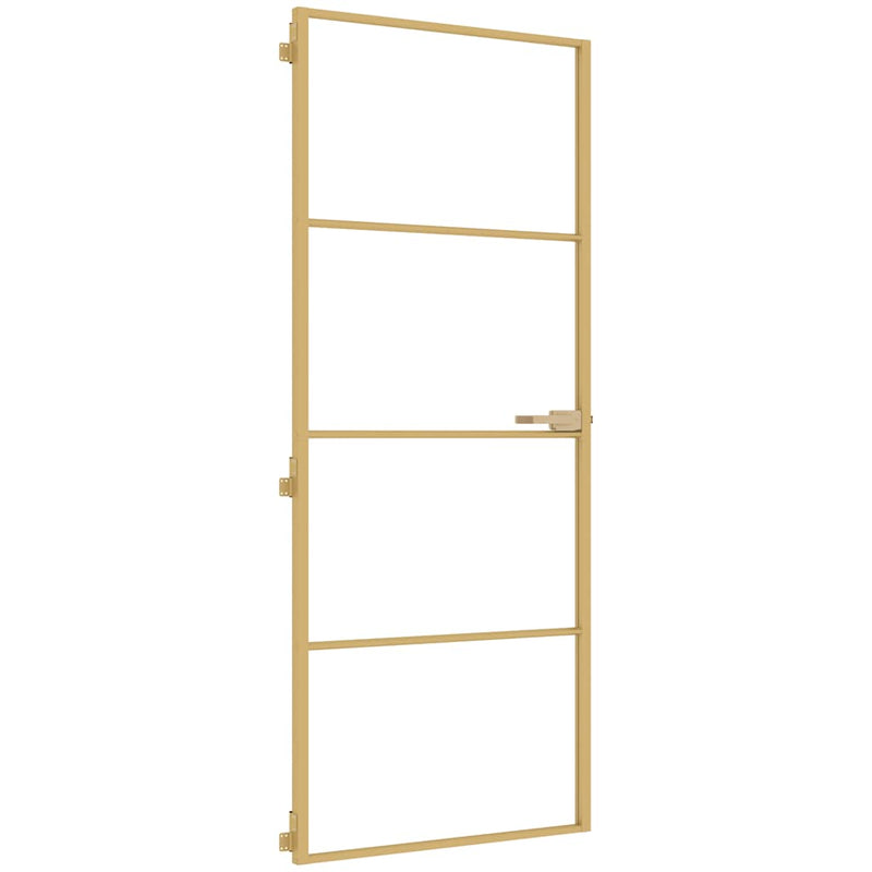 Afbeelding laden in galerijviewer, Vidaxl binnendeur smal 83x201,5 cm gehard glas en aluminium goudkleur