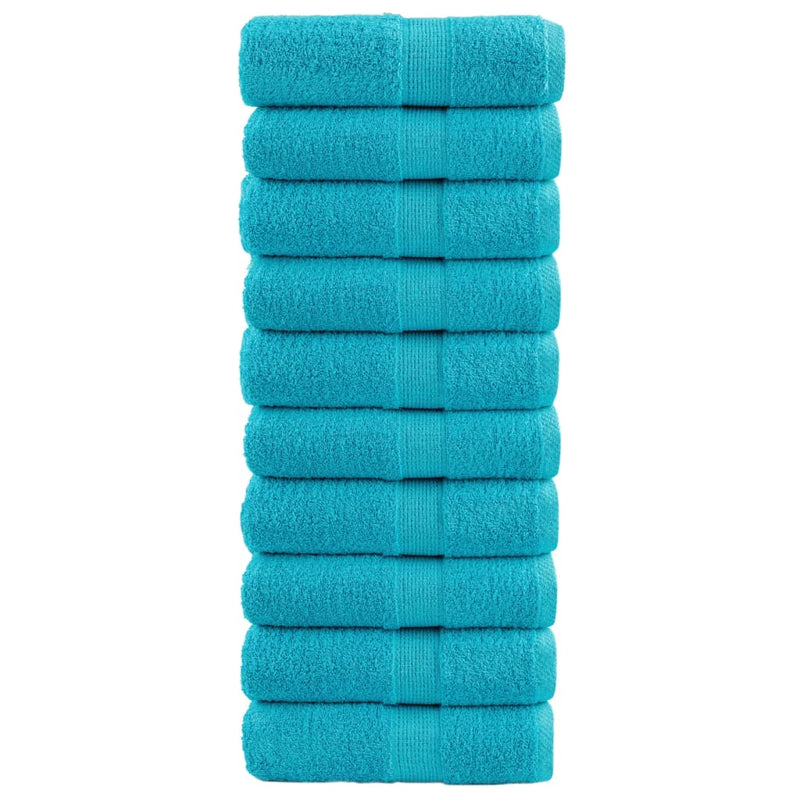 Afbeelding laden in galerijviewer, Vidaxl premium washandjes solund 10 stuks turquoise 30x30 cm 600 g m2