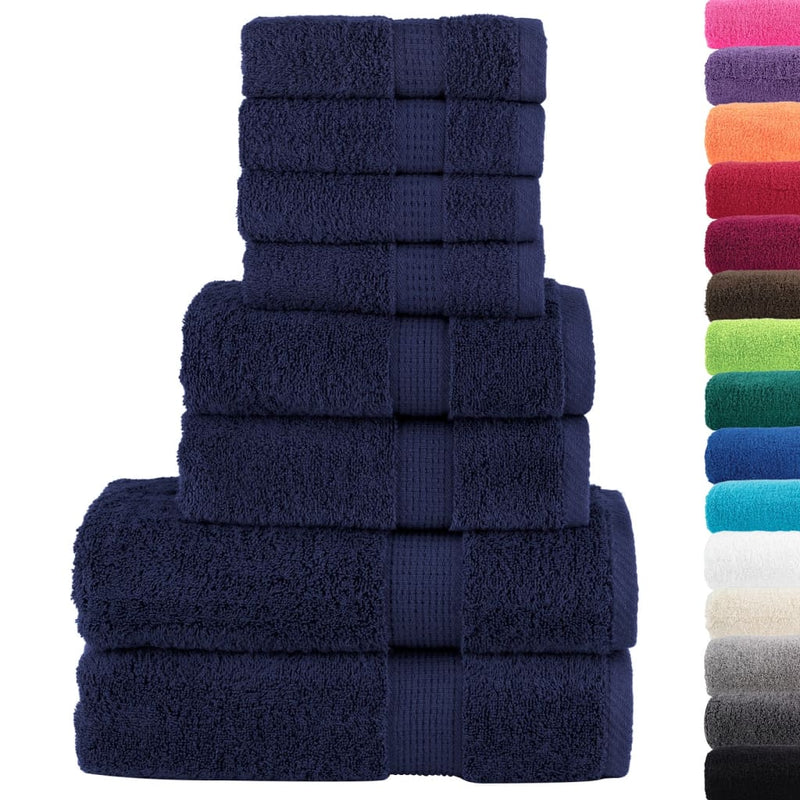 Afbeelding laden in galerijviewer, Vidaxl 8-delige handdoekenset solund 600 g m² marineblauw