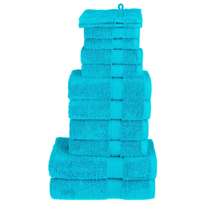 Afbeelding laden in galerijviewer, Vidaxl 12-delige handdoekenset solund 600 g m² turquoise