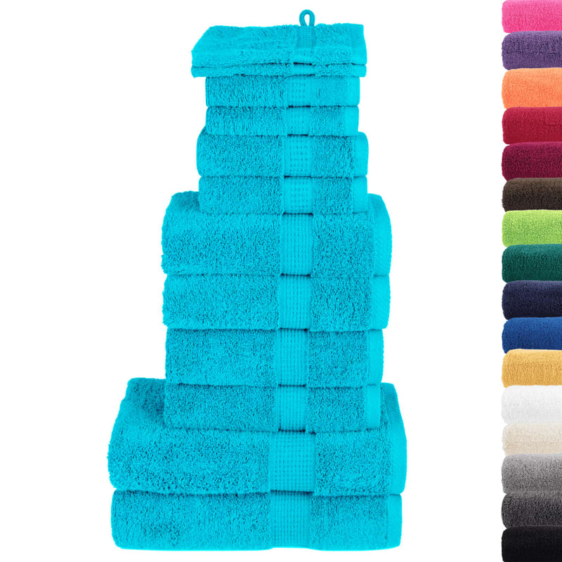 Afbeelding laden in galerijviewer, Vidaxl 12-delige handdoekenset solund 600 g m² turquoise