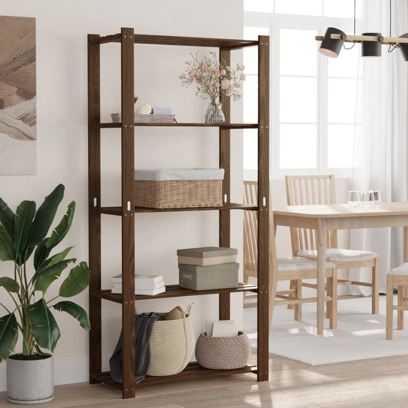 Afbeelding laden in galerijviewer, Vidaxl opbergrek 5-laags 80x38x170 cm massief grenenhout bruin