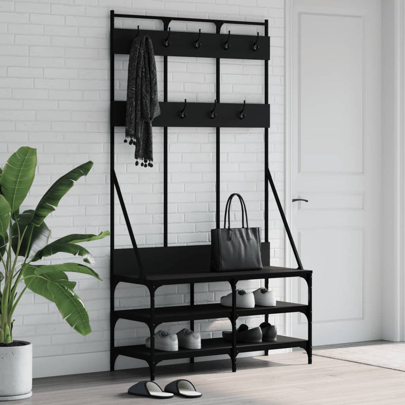 Afbeelding laden in galerijviewer, Vidaxl kledingrek met schoenenrek 100x40x184 cm zwart