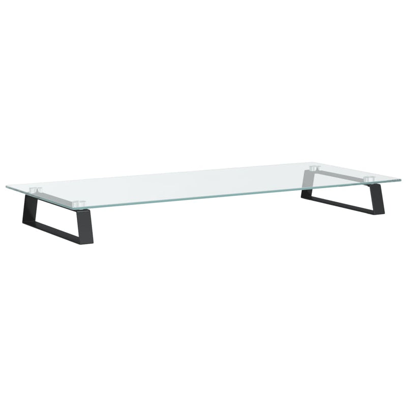 Afbeelding laden in galerijviewer, Vidaxl monitorstandaard 80x35x8 cm gehard glas en metaal zwart