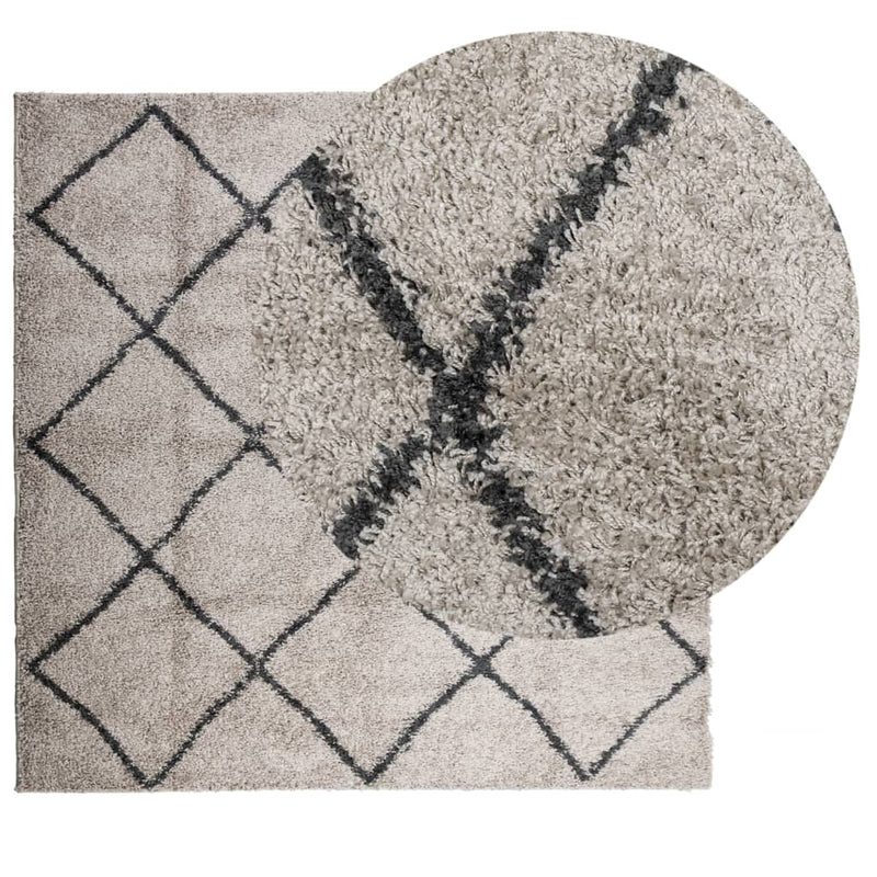 Afbeelding laden in galerijviewer, Vidaxl vloerkleed pamplona shaggy hoogpolig 120x120 cm beige antraciet