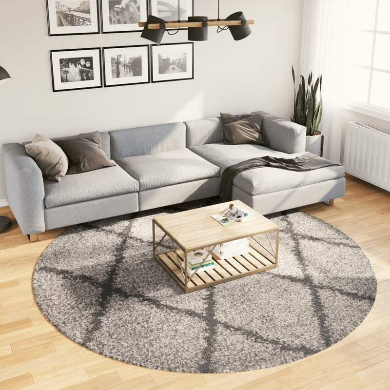 Afbeelding laden in galerijviewer, Vidaxl vloerkleed pamplona shaggy hoogpolig ø 240 cm beige antraciet