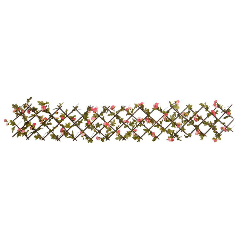 Afbeelding laden in galerijviewer, Vidaxl kunstplant klimop op latwerk uittrekbaar 180x20 cm donkerroze