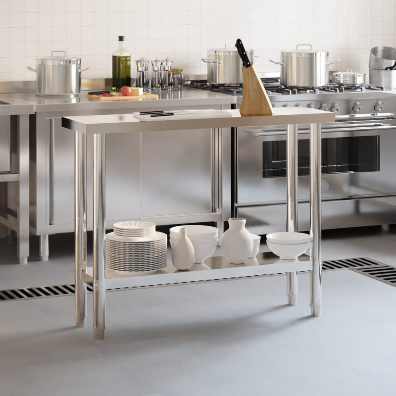 Afbeelding laden in galerijviewer, Vidaxl keukenwerktafel 110x30x85 cm roestvrij staal