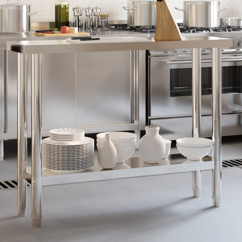 Afbeelding laden in galerijviewer, Vidaxl keukenwerktafel 110x30x85 cm roestvrij staal