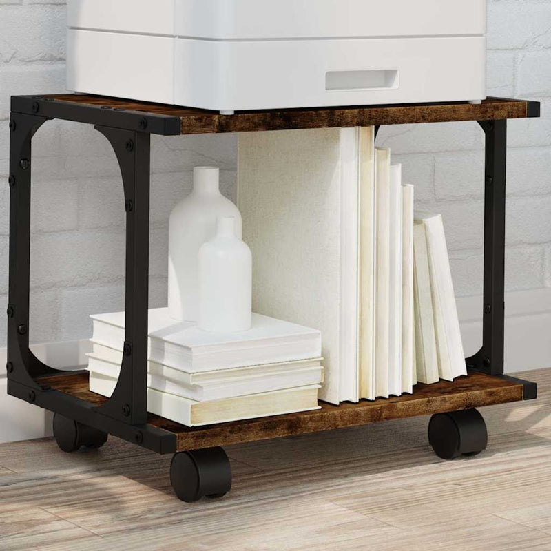 Afbeelding laden in galerijviewer, Vidaxl printerkastje 2-laags 41x28x33,5 cm bewerkt hout gerookt eiken