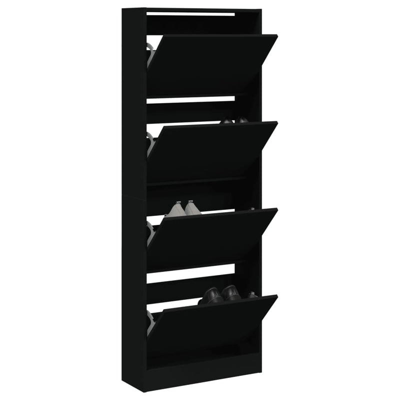 Afbeelding laden in galerijviewer, VidaXL Schoenenkast 60x21x163,5 cm bewerkt hout zwart