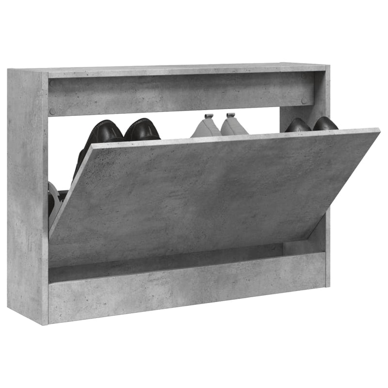 Afbeelding laden in galerijviewer, Vidaxl schoenenkast 80x21x57 cm bewerkt hout betongrijs
