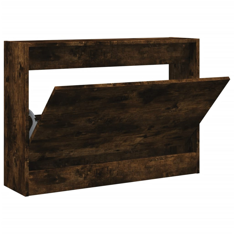 Afbeelding laden in galerijviewer, Vidaxl schoenenkast 80x21x57 cm bewerkt hout gerookt eikenkleurig
