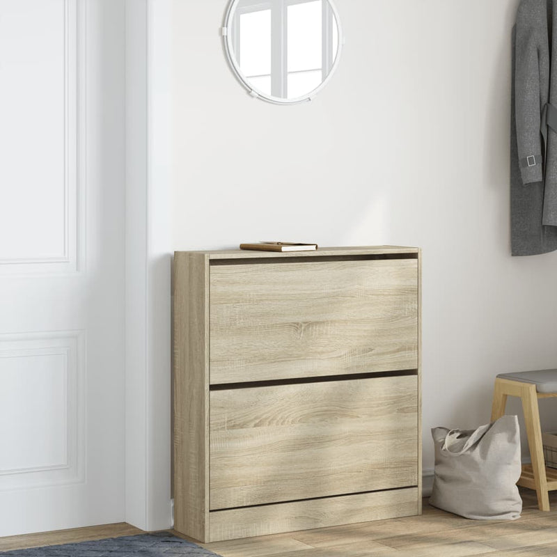 Afbeelding laden in galerijviewer, Vidaxl schoenenkast 80x21x87,5 cm bewerkt hout sonoma eikenkleurig