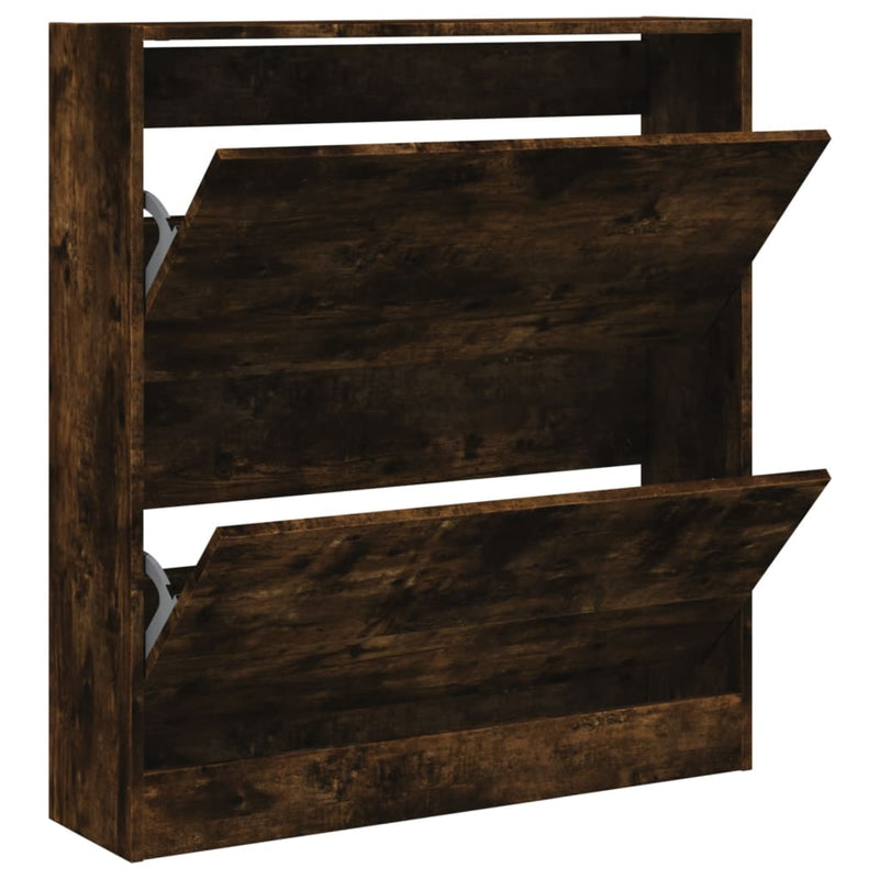 Afbeelding laden in galerijviewer, Vidaxl schoenenkast 80x21x87,5 cm bewerkt hout gerookt eikenkleurig