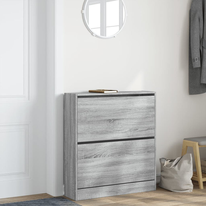 Afbeelding laden in galerijviewer, Vidaxl schoenenkast 80x21x87,5 cm bewerkt hout grijs sonoma eikenkleur