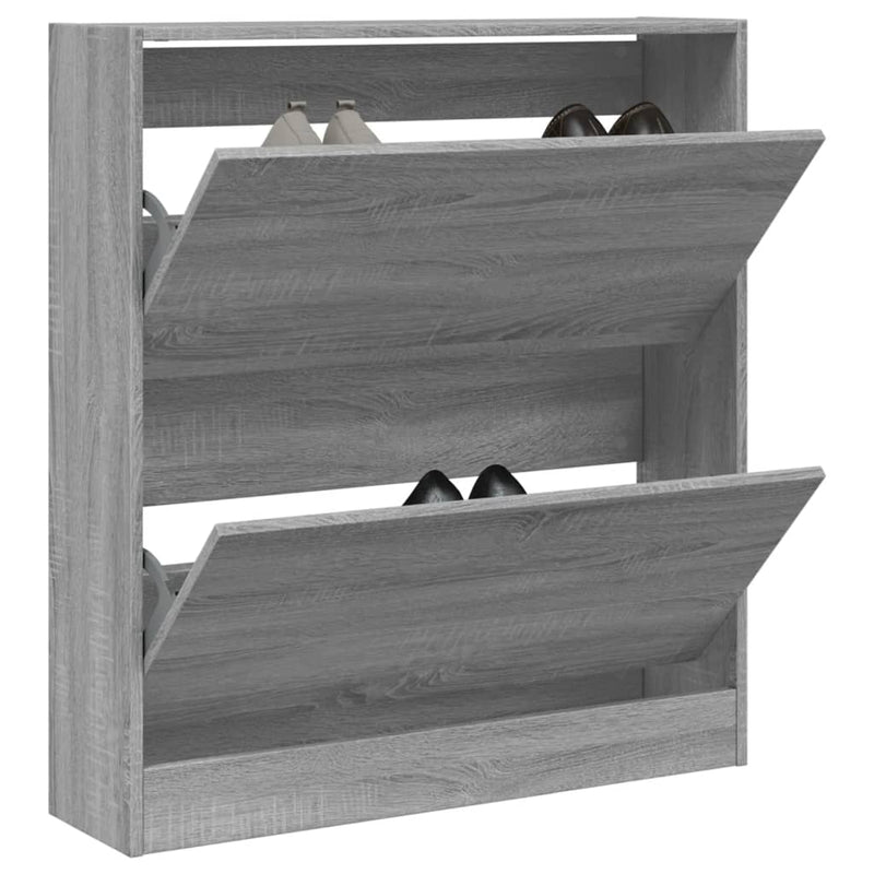 Afbeelding laden in galerijviewer, Vidaxl schoenenkast 80x21x87,5 cm bewerkt hout grijs sonoma eikenkleur