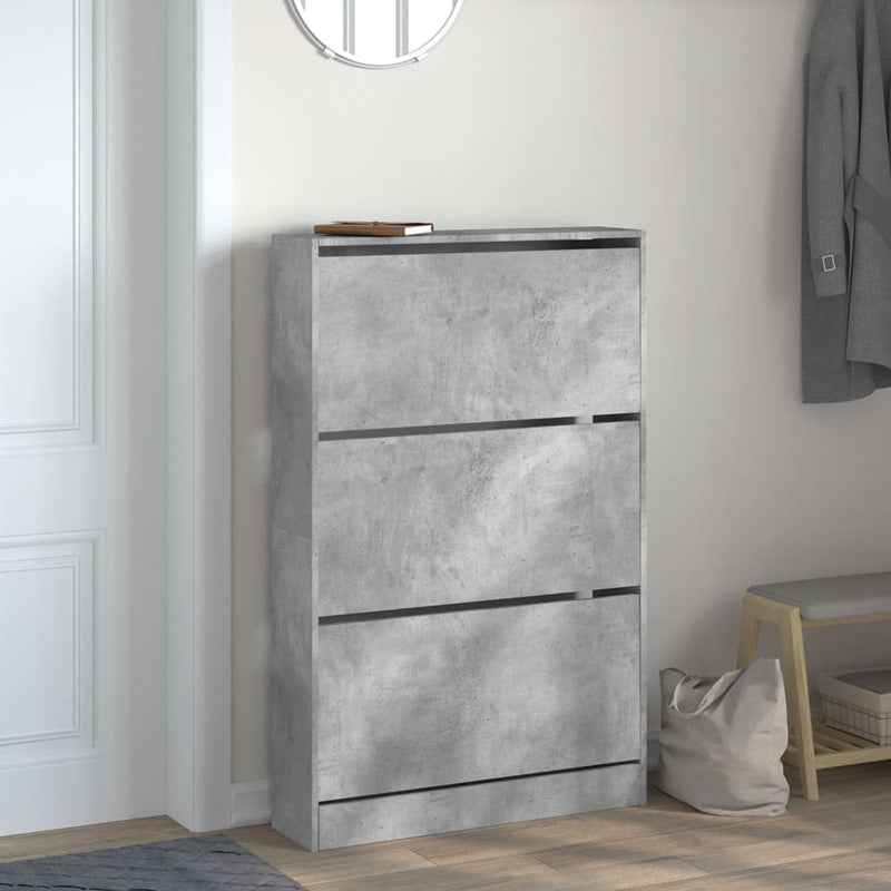 Afbeelding laden in galerijviewer, VidaXL Schoenenkast 80x21x125,5 cm bewerkt hout betongrijs