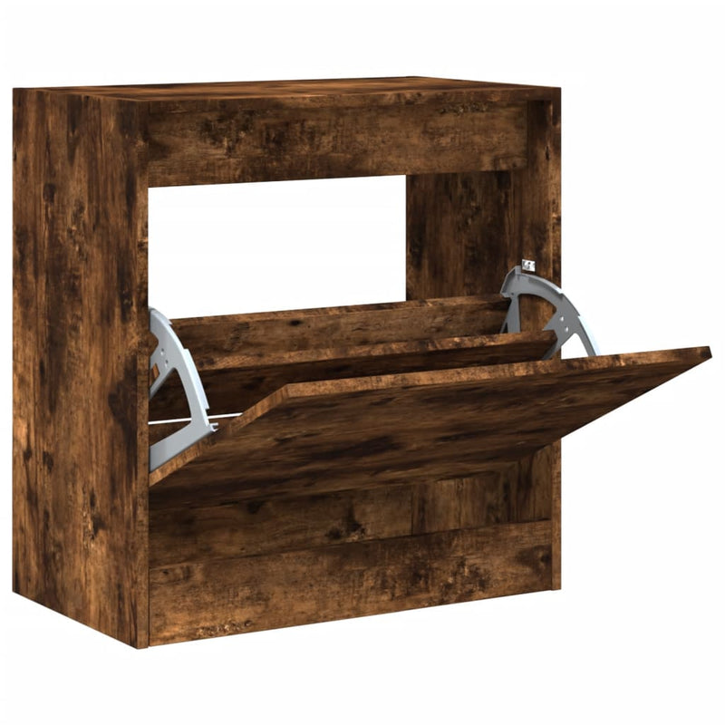 Afbeelding laden in galerijviewer, Vidaxl schoenenkast 60x34x63,5 cm bewerkt hout gerookt eikenkleurig