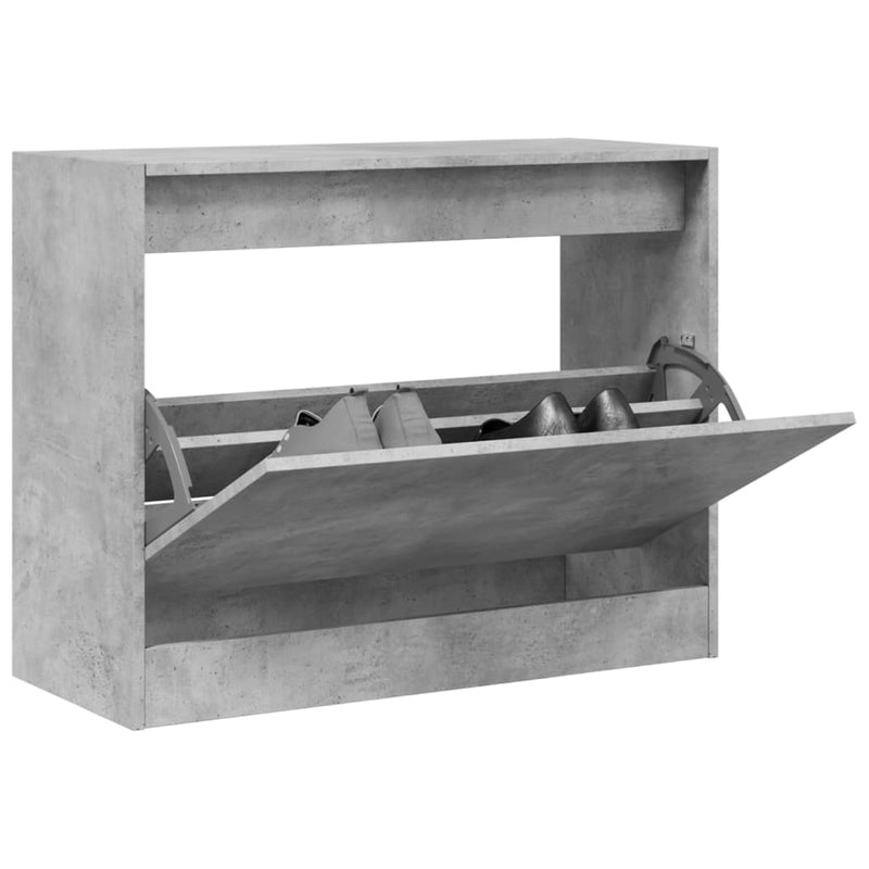 Afbeelding laden in galerijviewer, Vidaxl schoenenkast 80x34x63 cm bewerkt hout betongrijs