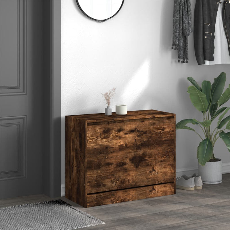 Afbeelding laden in galerijviewer, Vidaxl schoenenkast 80x34x63 cm bewerkt hout gerookt eikenkleurig