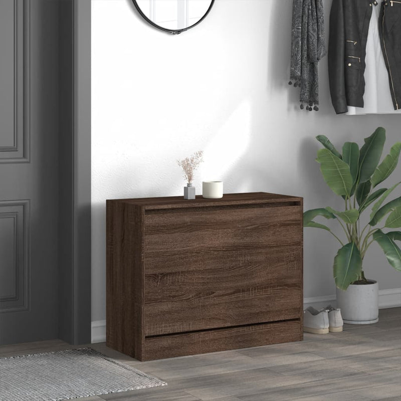 Afbeelding laden in galerijviewer, Vidaxl schoenenkast 80x34x63 cm bewerkt hout bruin eikenkleur