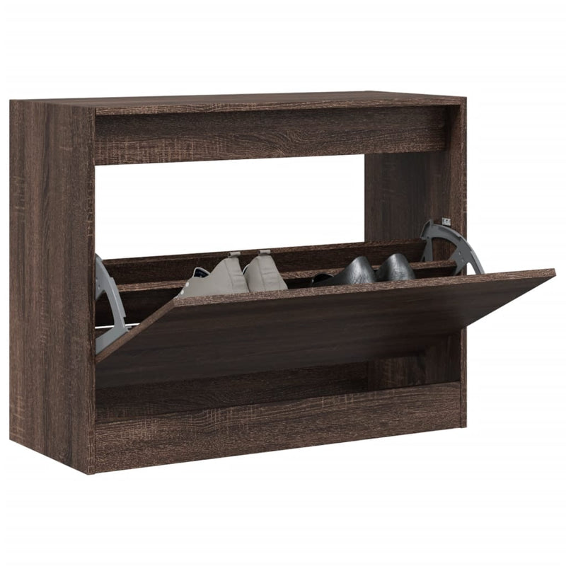 Afbeelding laden in galerijviewer, Vidaxl schoenenkast 80x34x63 cm bewerkt hout bruin eikenkleur