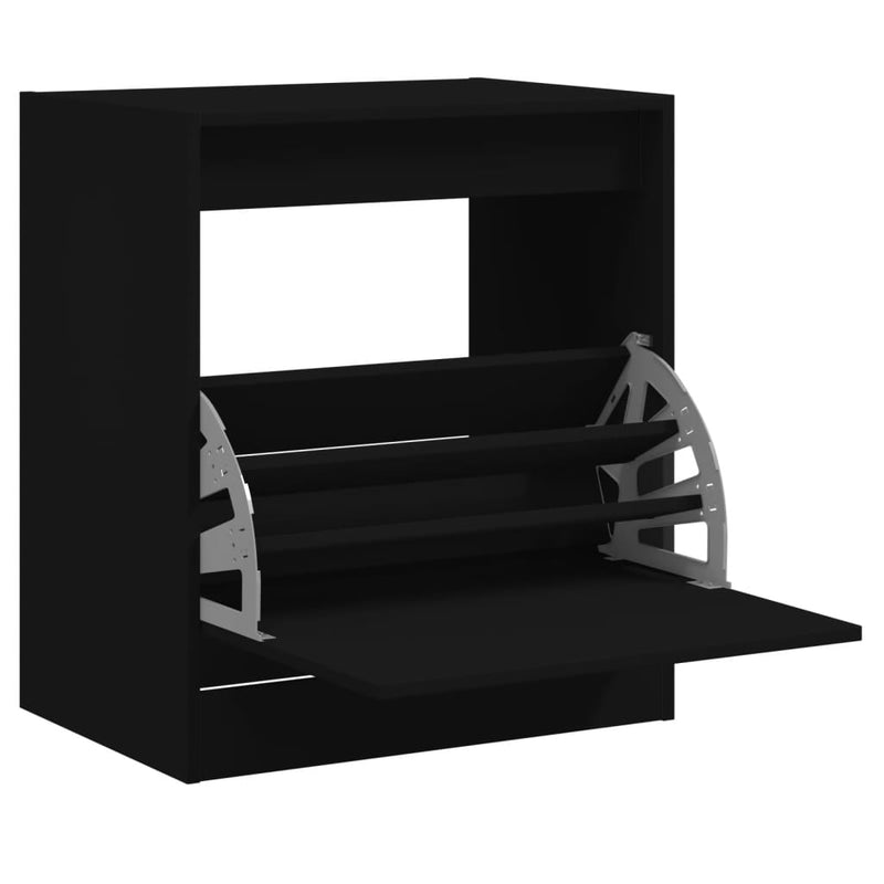 Afbeelding laden in galerijviewer, Vidaxl schoenenkast 60x42x69 cm bewerkt hout zwart