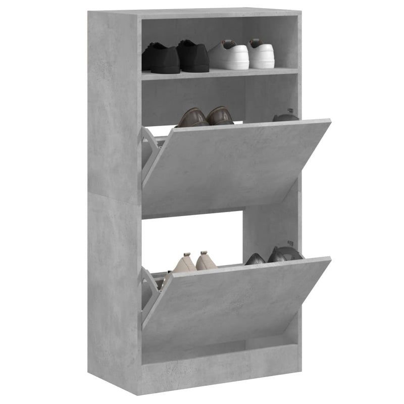 Afbeelding laden in galerijviewer, Vidaxl schoenenkast 60x34x116 cm bewerkt hout betongrijs