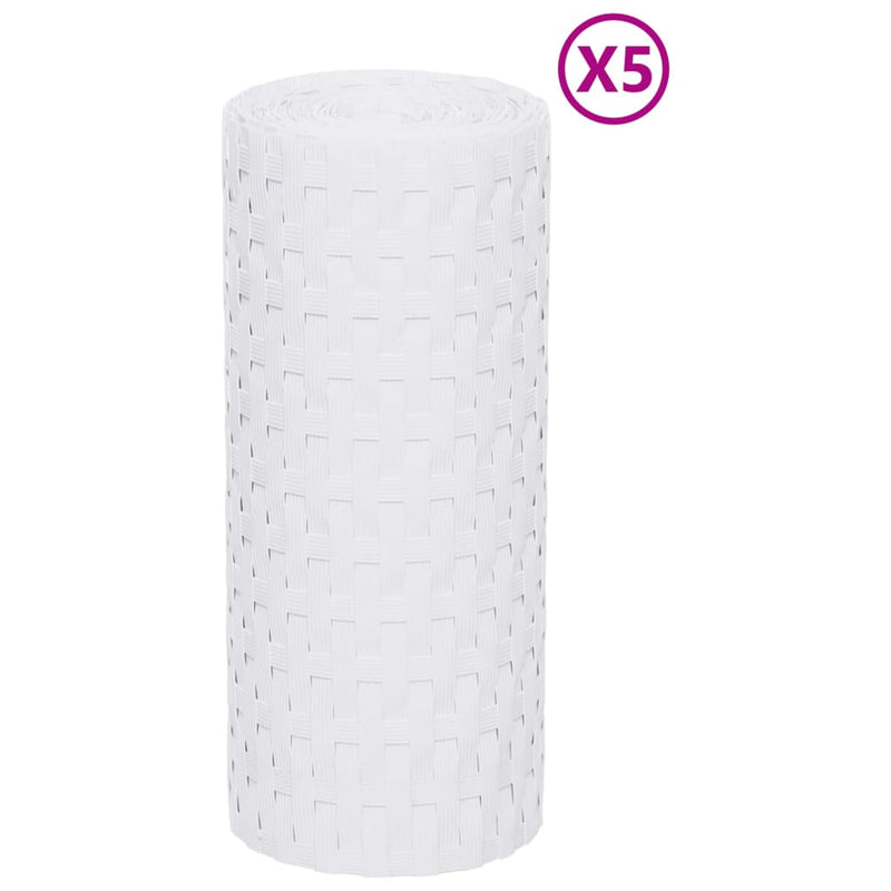 Afbeelding laden in galerijviewer, Vidaxl balkonschermen 5 st 255x19 cm poly rattan wit